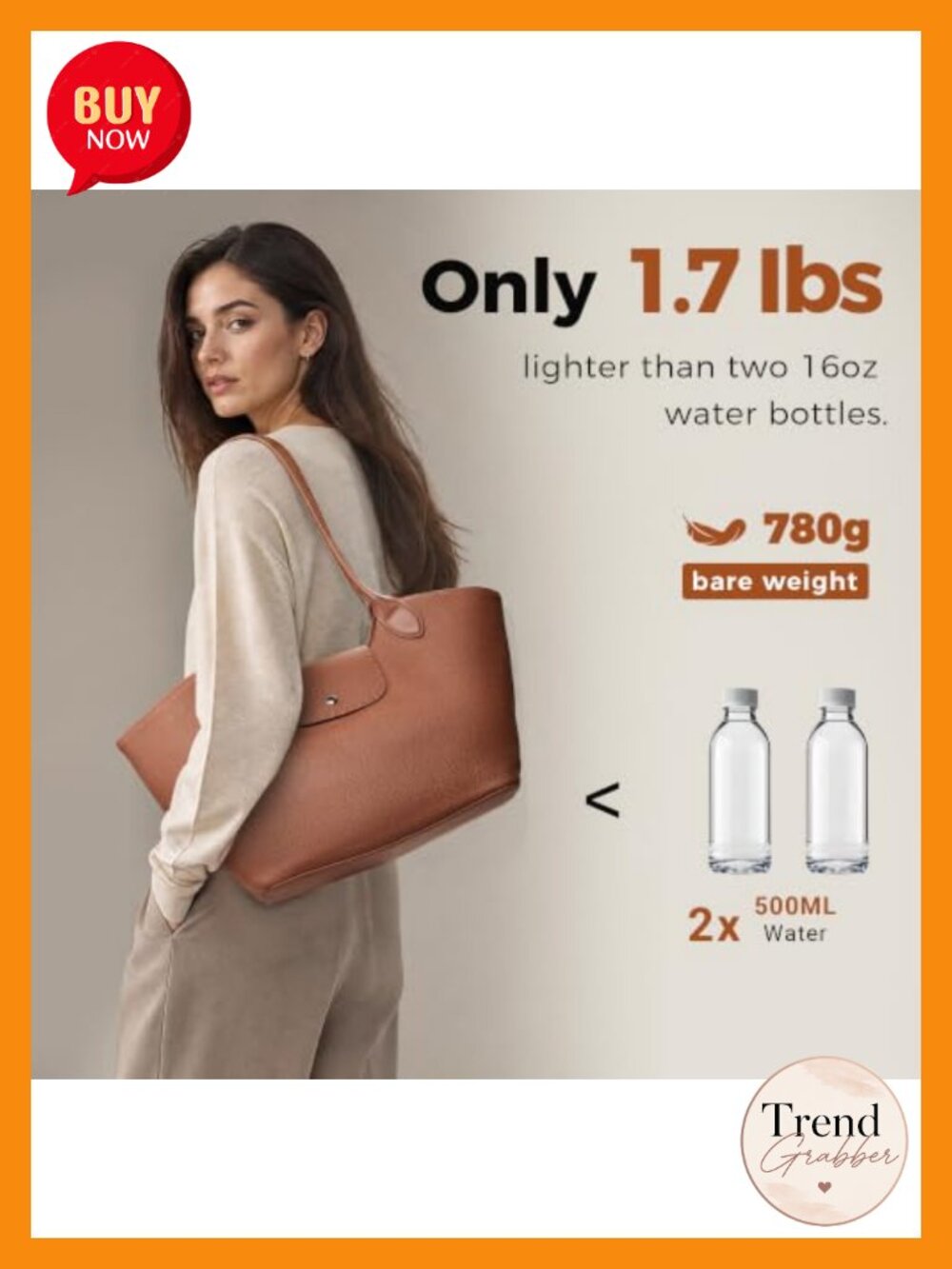 Genuine Leather Tote Bag for Women Roomy Shoulder Purse - Picture 3 of 6